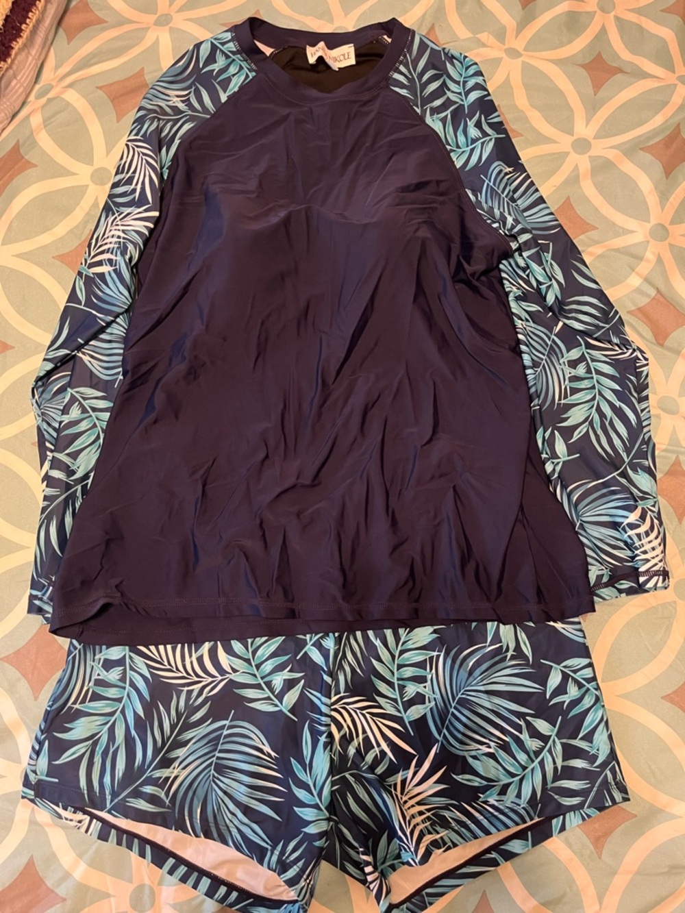 Hanna Nikole Navy Two-Piece Rash Guard Swim Set